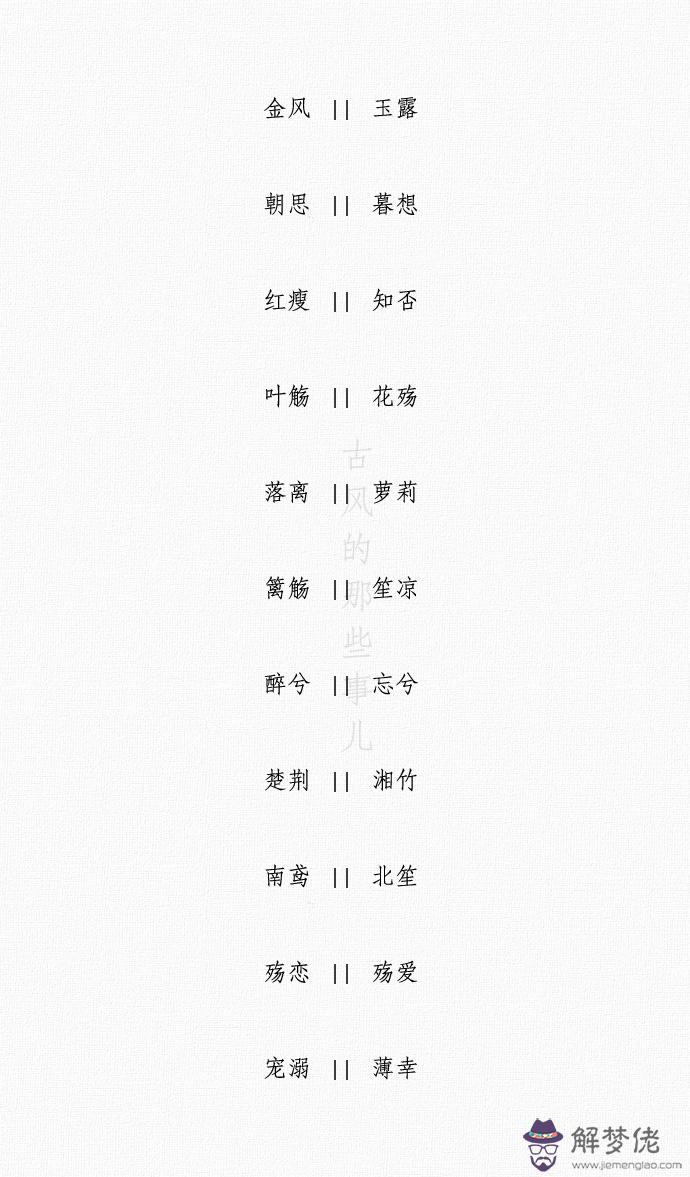 兩字情侶名字配對：情侶名字配對2個字渺茫