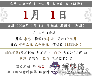 2019年臘月十二月初七2020元旦時辰宜忌查詢(圖文)