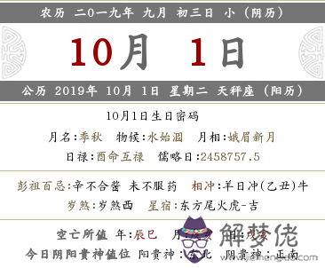 2019年農歷九月初三日宜忌有哪些？(圖文)