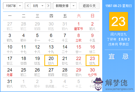 1987年閏六月黃歷查詢 出現閏六月的年份(圖文)