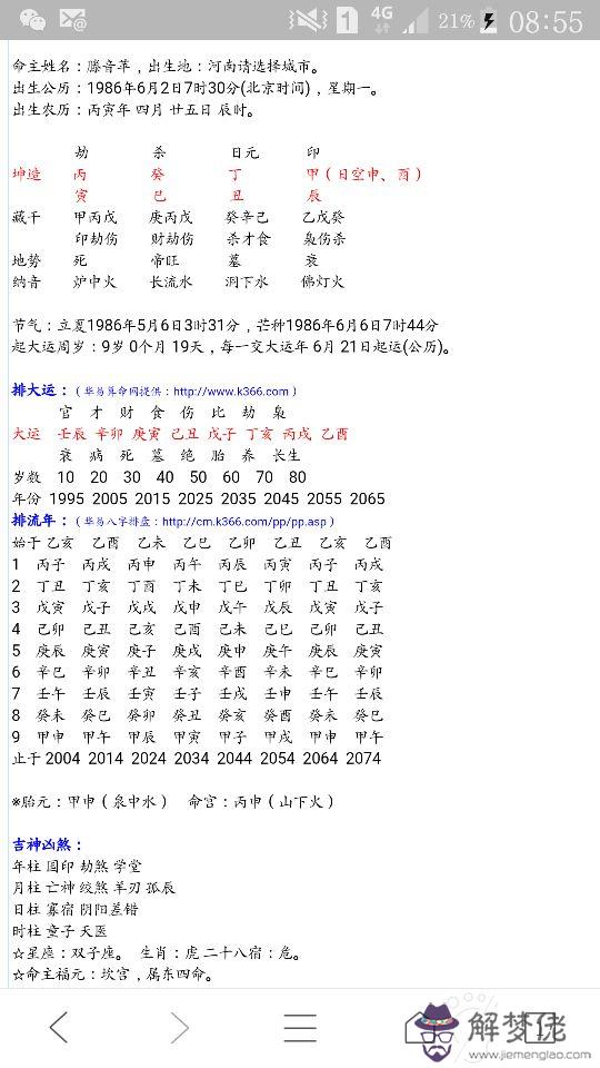 農歷1984年5月初4八字