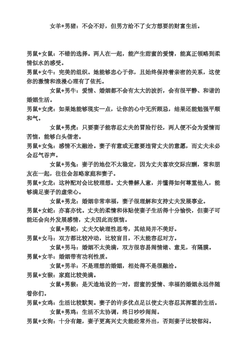 1、屬相婚配十二生肖年齡多少歲:23歲屬相婚配