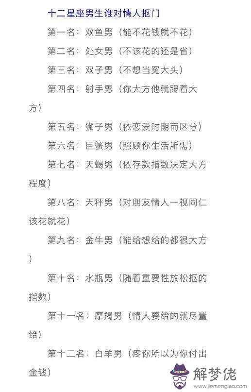 十二星座排序表圖片，12星座排序的圖片