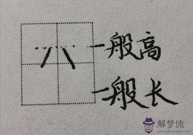 八字頭在田字格的寫法