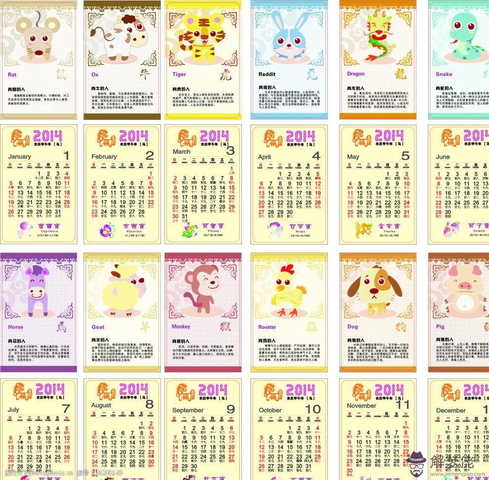 十二生肖出生年歷表:十二生肖的年份