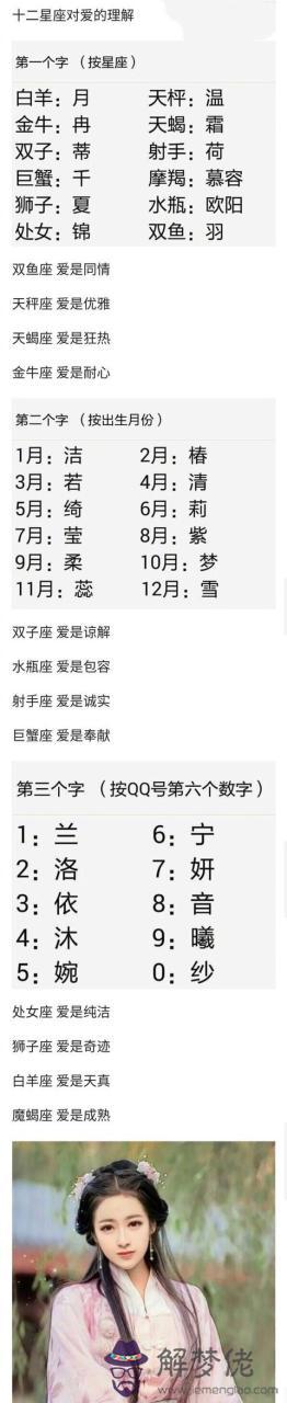 十二星座女生昵稱，12星座女生最適合的名字